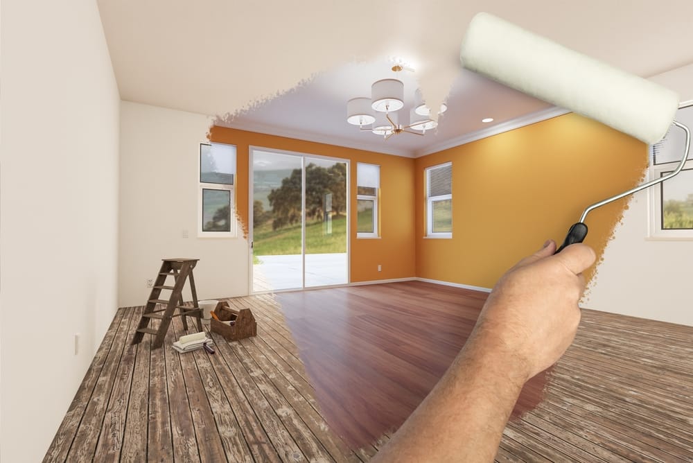 Before,And,After,Of,Man,Painting,Roller,To,Reveal,Newly